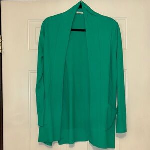 Staccato Open Front Cardigan Knit Sweater Sz LG Kelly Green Classic Minimalist